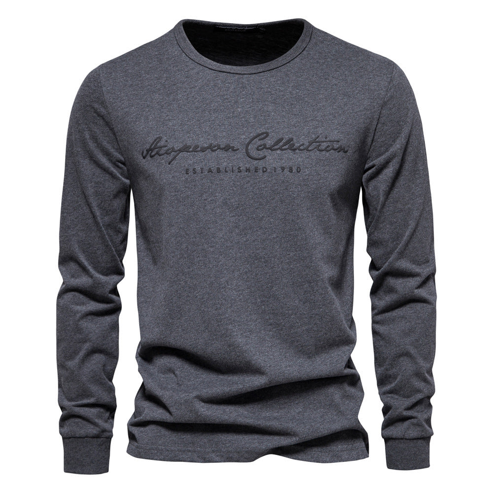 Herren nan minimalistisches Rundhals-Sweatshirt aus Baumwollmischung mit gerippten Bündchen R&B
