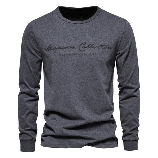 Herren nan minimalistisches Rundhals-Sweatshirt aus Baumwollmischung mit gerippten Bündchen R&B