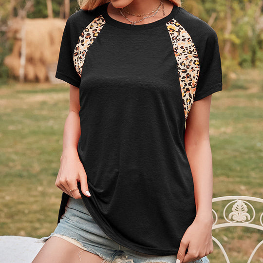 Damen Freizeit T-Shirt mit Leopardenmuster R&B