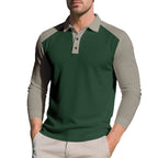 Herren Poloshirt mit Langarm und Kontrastärmel aus atmungsaktivem Baumwollmix R&B
