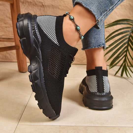 Damen trendige Slip-On Sneakers mit atmungsaktivem Strickdesign R&B