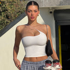 Damen Sportliches One-Shoulder Top R&B