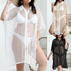 Damen transparenter Strandüberwurf aus Netzmaterial R&B