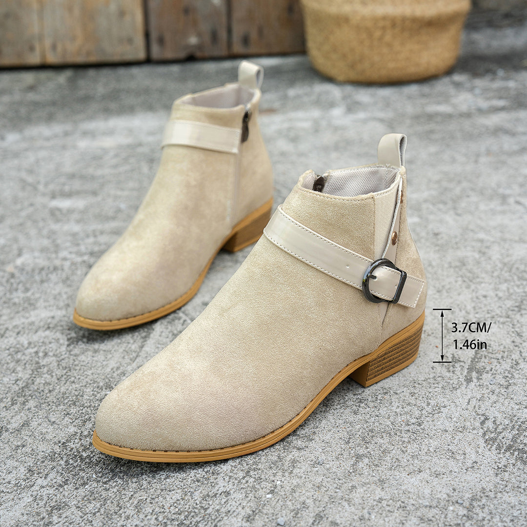 Damen modische Stiefeletten mit elegantem Riemen und rutschfester Sohle R&B
