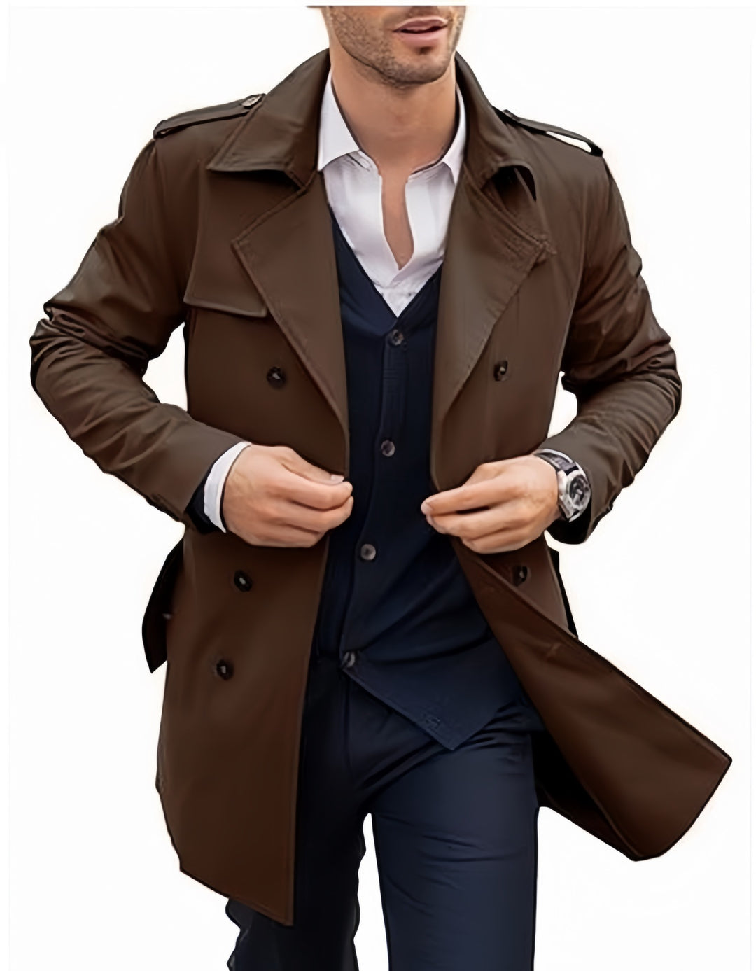 Herren Eleganter Trenchcoat mit klassischem Schnitt und praktischen Taschen R&B