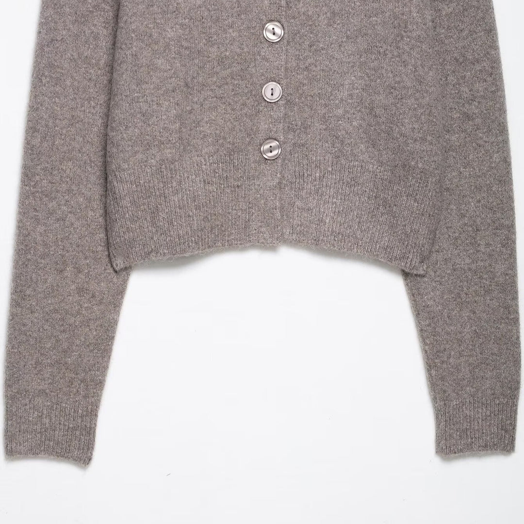 Damen Kurzstrickjacke mit Knopfdetails R&B
