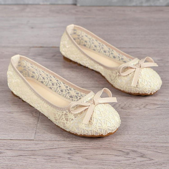 Damen Ballerinas mit filigranem Spitzen-Design und zarter Schleifen-Applikation R&B