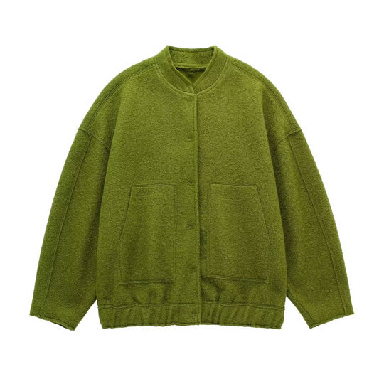 Damen Kuschelige Oversized-Jacke aus flauschigem Material mit praktischen Taschen R&B