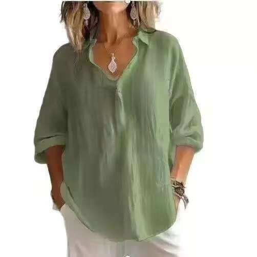 Damen Leichte Leinenbluse R&B