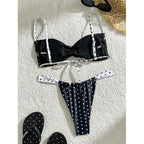 Damen Bikini-Set mit elastischem Stoff und Polka-Dots R&B