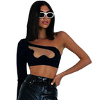 Damen asymmetrisches Cut-Out Shirt R&B