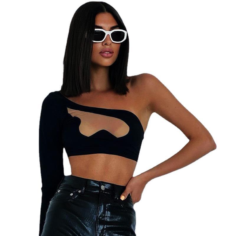 Damen asymmetrisches Cut-Out Shirt R&B