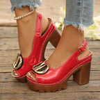 Damen Plateau-Sandalen mit Dekorativem Riemendesign und Eleganten Akzenten R&B