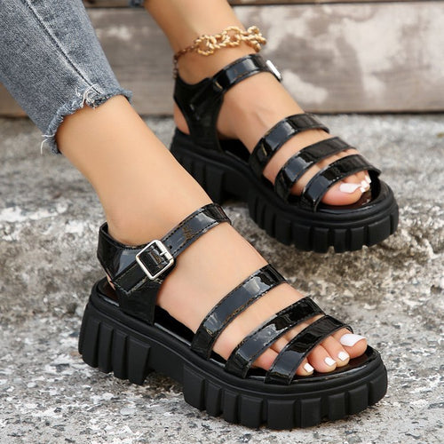 Damen trendige Sandalen mit robustem Blockabsatz und elegantem Riemen-Design R&B