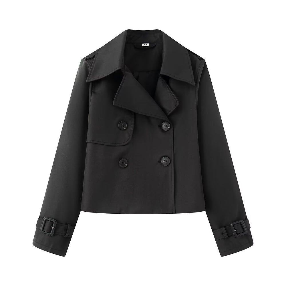 Damen elegante Trenchcoat-Jacke mit klassischen Details R&B