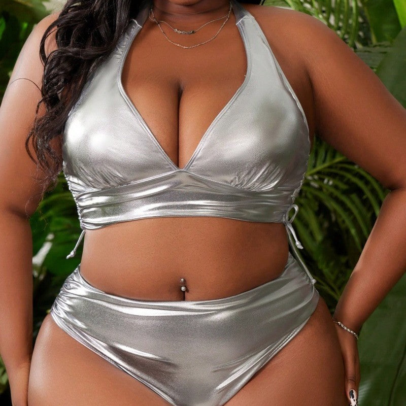 Damen Metallic Bikini mit hochgeschnittenem Höschen R&B