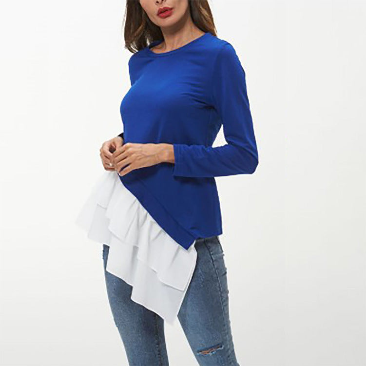 Damen asymmetrisches Sweatshirt mit gefächertem Rüschensaum R&B
