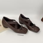 Damen Ballerina-Schuhe mit raffiniertem Cross-Over-Riemen und weichem Leder