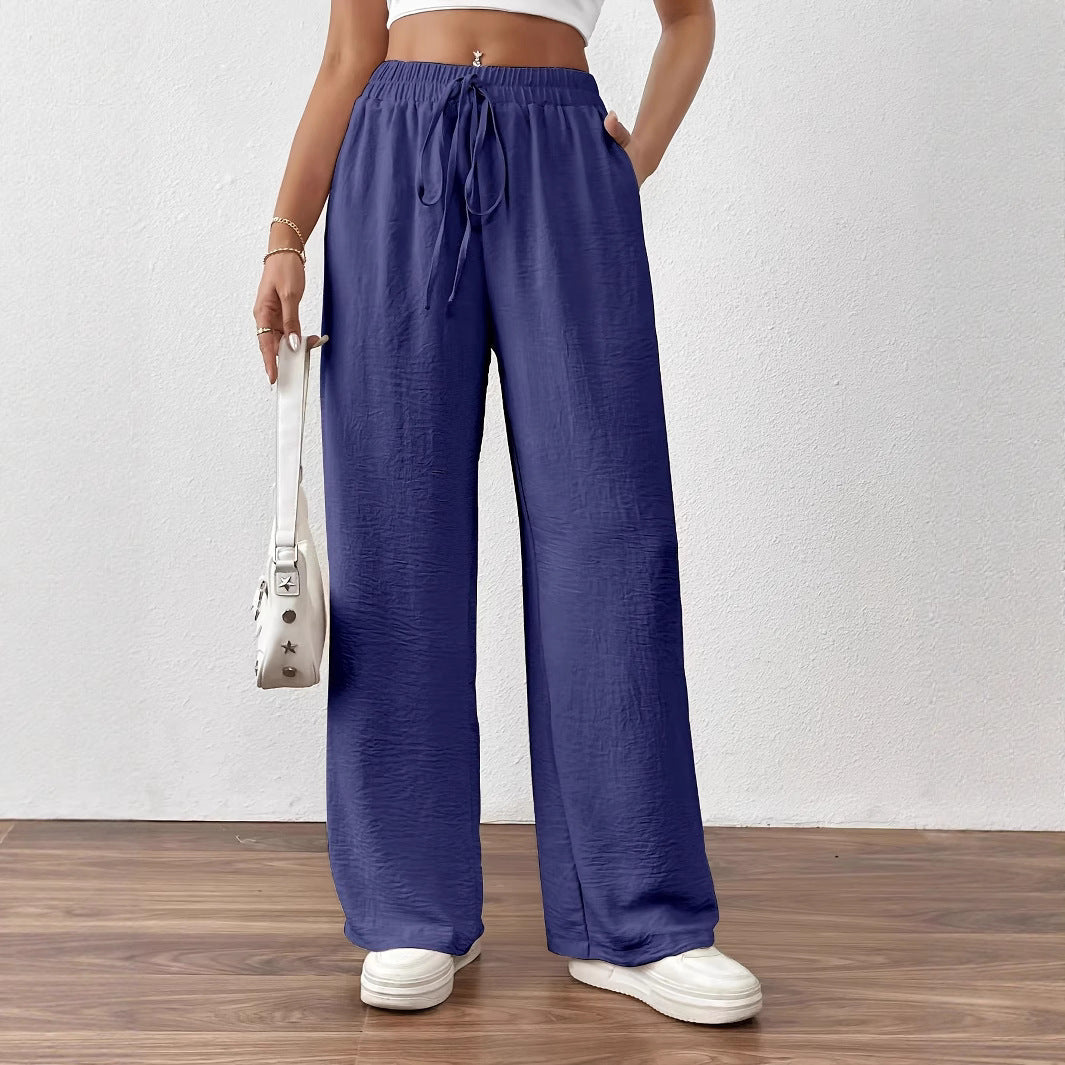 Damen Weit geschnittene Sommerhose mit elastischem Bund und Kordelzug R&B