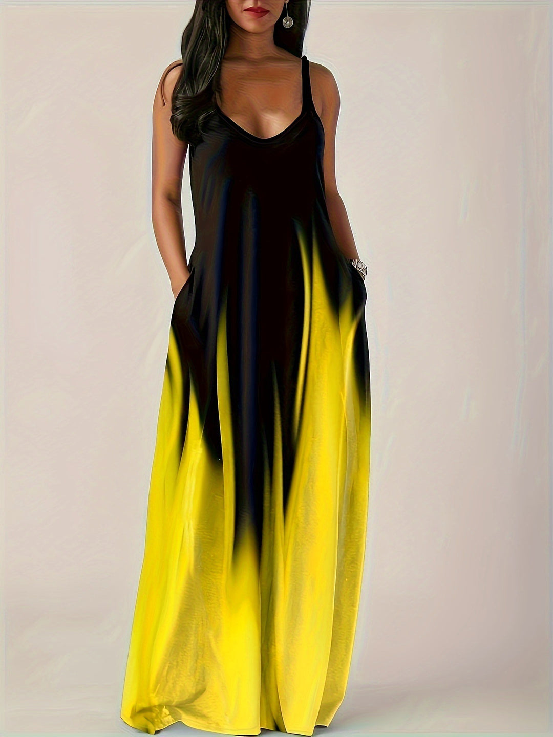 Damen Maxikleid mit elegantem Schnitt und seitlichen Taschen R&B