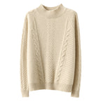 Damen Grobstrickpullover mit Zopfmuster und elegantem Rundhalsausschnitt R&B