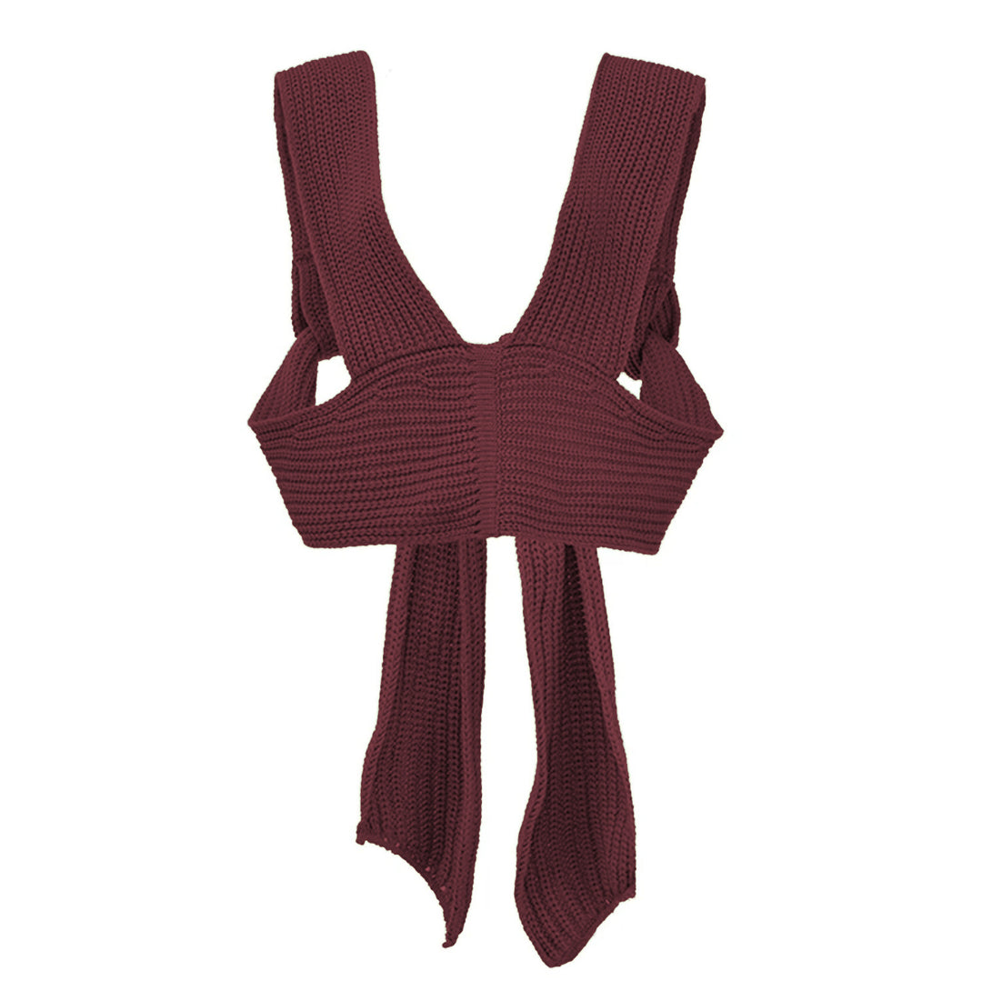 Damen gestricktes Crop-Top mit raffinierten Rückendetails R&B