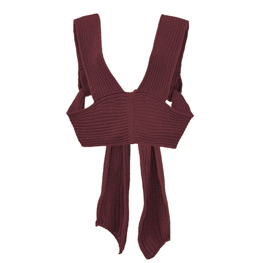Damen gestricktes Crop-Top mit raffinierten Rückendetails R&B