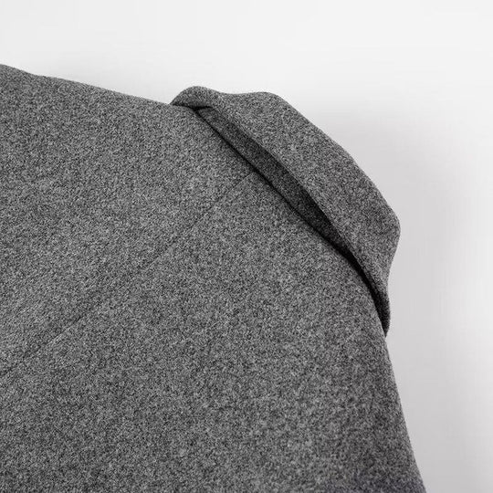 Damen eleganter langärmeliger Wollmantel mit Doppelreiher und hohen Taschen R&B