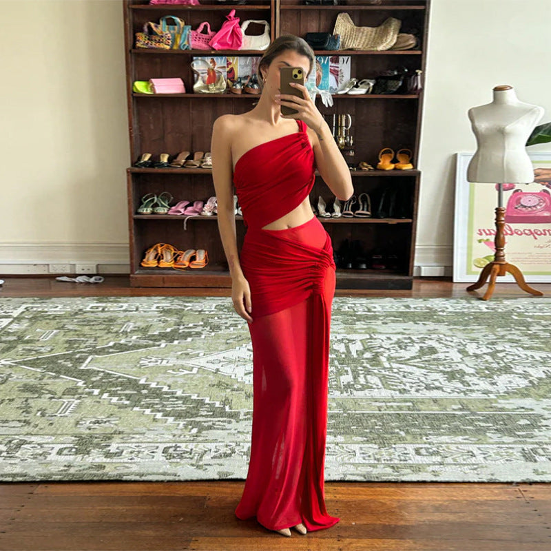 Damen Elegantes Wickelkleid mit asymmetrischem Design und verführerischen Rüschendetails R&B