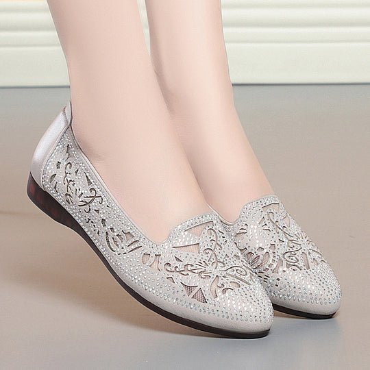 Damen Elegante Ballerinas mit filigranem Cut-Out-Design und funkelnden Strassdetails R&B