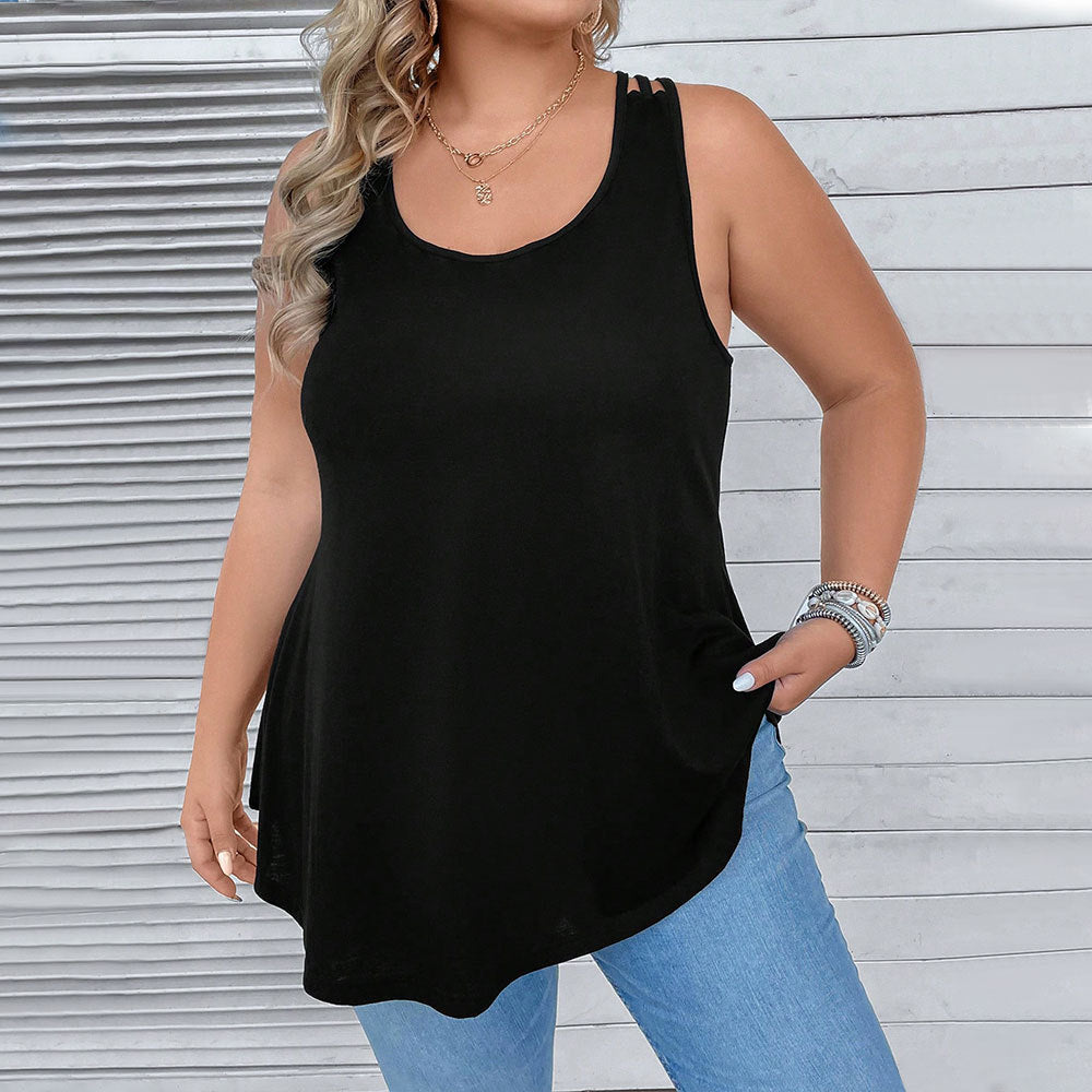Damen lässiges Tanktop mit dekorativen Trägerdetails und asymmetrischem Saum R&B