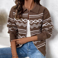 Damen Strickjacke mit braunem Muster