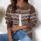 Damen Strickjacke mit braunem Muster
