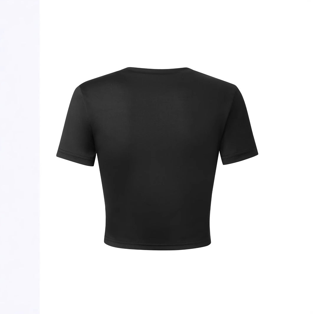Damen Crop-T-Shirt mit kreativem Textdesign R&B
