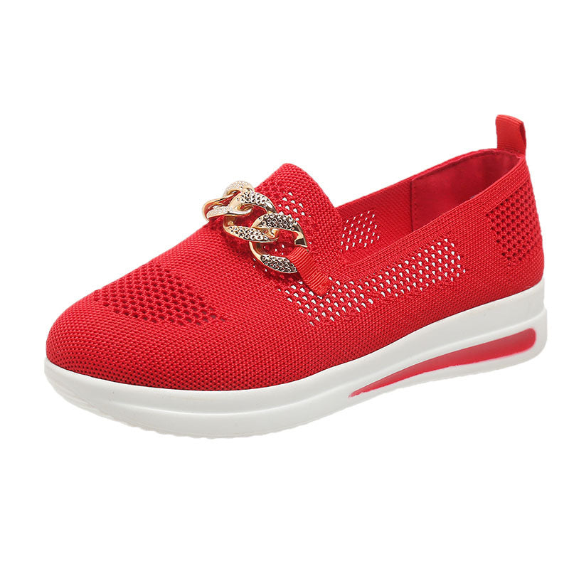 Damen Atmungsaktive Slip-On Sneakers mit modischem Ketten-Detail