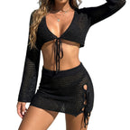Damen luftiges Häkelset mit Schnürdetails R&B
