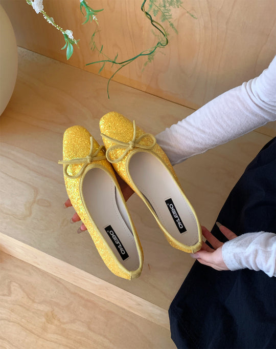 Damen Glitzernde Ballerinas mit eleganter Schleife und komfortabler Innensohle R&B