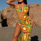 Damen Triangel-Bikini-Set mit transparentem Strandüberwurf R&B