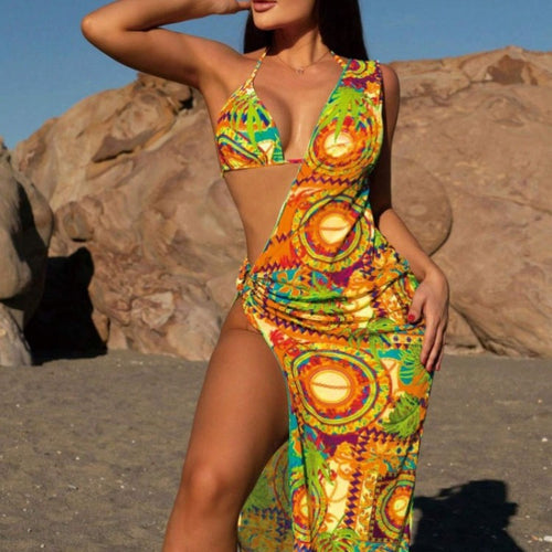 Damen Triangel-Bikini-Set mit transparentem Strandüberwurf R&B