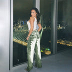 Damen modische Weitbeine-Hose mit kreativem Skelett-Design R&B