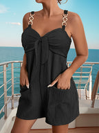 Damen Freizeit Jumpsuit mit dekorativen Schulterträgern und praktischen Taschen R&B