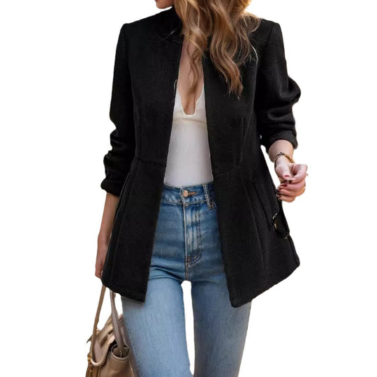 Damen eleganter Blazer im Fischgrätmuster mit taillierter Silhouette R&B