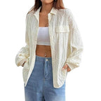Damen lässige Bluse mit Jacquard-Muster R&B