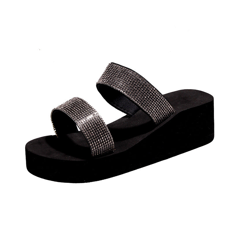 Damen modische Wedge-Sandalen mit funkelnden Strassdetails R&B