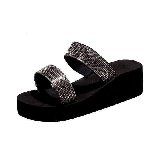 Damen modische Wedge-Sandalen mit funkelnden Strassdetails R&B
