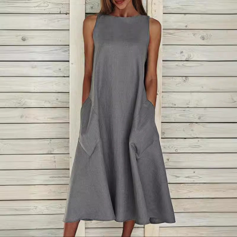 Damen luftiges Maxikleid mit praktischen Seitentaschen