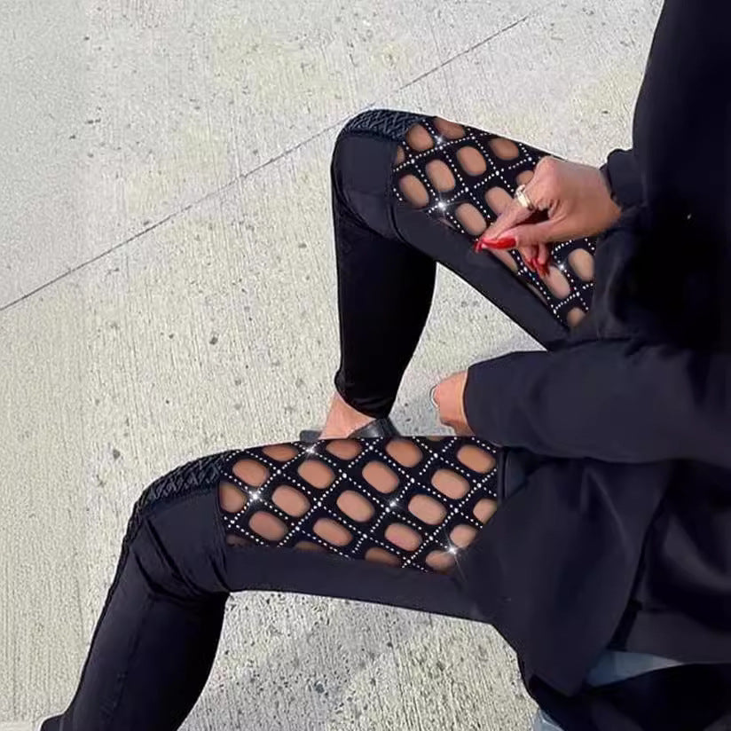 Damen Figurbetonte Leggings mit Netzdetails R&B