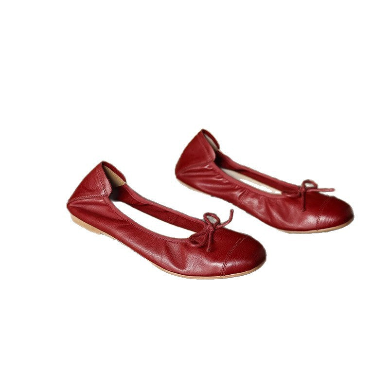 Damen Ballerinas mit verstellbarem Riemen und hochwertiger Lederoberfläche R&B