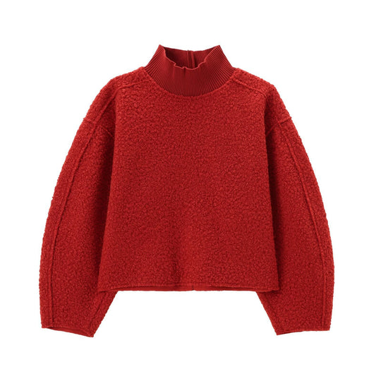 Damen Kuscheliger Pullover mit hohem Kragen und überschnittenen Schultern R&B