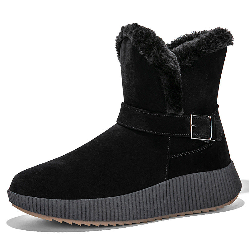 Damen gefütterte Winterstiefel mit modischer Schnallenapplikation und rutschfester Sohle R&B